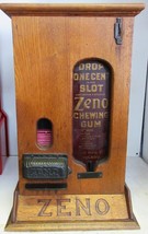 ZENO Chewing Gum 1c Oak Cabinet Dispenser, Circa 1890 #3 - £2,377.48 GBP