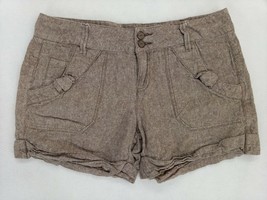 DKNY Jeans Women&#39;s Light Brown Linen Short Shorts Stretch Mid-Rise Size 12 - $11.39