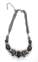 Premier Designs ISABELLA Silver &amp; Bronze tone Beaded Necklace - £17.25 GBP