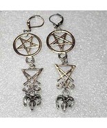 Beautiful silver pentagram leverback earrings - £17.13 GBP