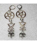 Beautiful silver pentagram leverback earrings - €18,91 EUR