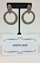 Vintage Judith Jack Sterling Silver Marcasite Door Knocker Hoop Pierced ... - £157.31 GBP