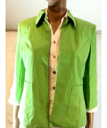 Ladies Blazer 4 XS Jacket Coldwater Creek Silk Linen Green - $29.29