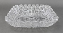 Bohemia Czech Republic Vintage Large Square Bohemian Queen Lace Crystal Bowl 11&quot; - £183.04 GBP