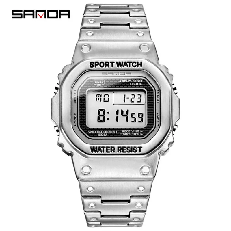 SANDA 390 2024 Hot Sell Digital Watch  Multifunctional Men Clock Large Square  D - £88.64 GBP