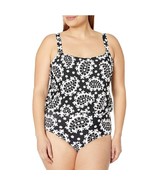 Anne Cole Womens Plus 16W Black White Paisley One Piece Swimsuit NWT DD68 - $88.72 CAD