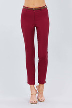 Belted Textured Long Pants - $21.90 CAD