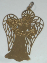 Gloria Name Angel Pendant Charm Pendant Goldtone Delicate Stamped Metal Filigree - £11.03 GBP