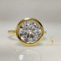 Bezel Set IGI Certified Lab Grown Diamond Engagement Ring 14K Gold 0.84CT Round  - £872.69 GBP