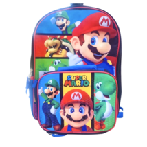 SUPER MARIO BROS. 16&quot; Full-Size Backpack w/ Detachable Insulated Lunch Box Tote - £22.33 GBP