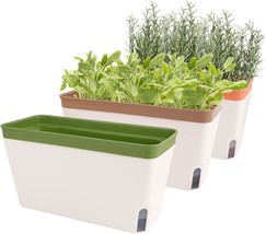 Ourwarm Windowsill Herb Planter Box Indoor Set Of 3, 10&quot; Self Watering P... - £23.98 GBP