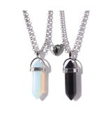 Caiyao 2Pcs Crystal Mutual Attraction Hexagonal Pendant Necklace Black Egg - $58.79 MXN