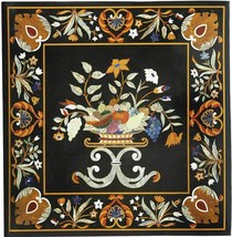 20&quot; black Marble center Table Top Pietra Dura room home decor antique inlay - £483.00 GBP
