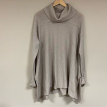 RACHEL ZOE Oversized Sweater Women&#39;s Large Tan Knit Long Sleeve Cowl Nec... - £34.31 GBP