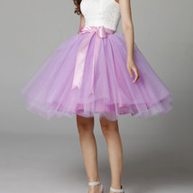 WHITE A-line 6-Layered Midi Tulle Skirt Outfit Custom Plus Size Ballerina Skirts image 5