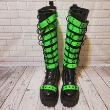 Current Mood Goth Emo Rave Knee High Platform Combat Boot Size 7, 9 - £118.14 GBP