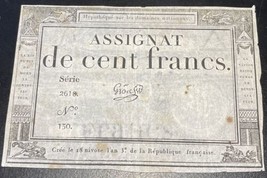 1795 (18 Nivose Year 3) France 100 Francs Assignat French Revolution Banknote - £31.75 GBP