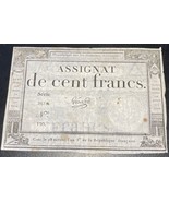 1795 (18 Nivose Year 3) France 100 Francs Assignat French Revolution Ban... - $54.31 CAD
