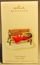 Hallmark: Cozy Bench - Winter Park - Snowy Bench with Blanket - Holiday Ornament - £17.87 GBP