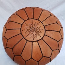 Fall Handmade leather Cover Pouf , Moroccan Ottoman , Footrest , Floor Cushion , - £119.93 GBP