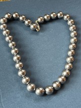 Classy JNY Signed Marked Chunky Metallic Gray Bead Necklace – 18 inches ... - $14.89