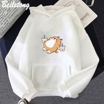 Boba Tea Hoodie Cute Dog Print Oversized  Women Sweatshirt Hoodie Kawaii Clothes - £51.81 GBP