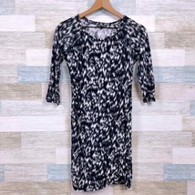 Express Side Ruched Bodycon T Shirt Dress Black White Print Casual Women... - £7.76 GBP
