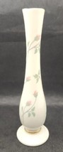 Lenox Rose Manor Bud Vase White Porcelain Pink Floral Gold Trim 7 1/2&quot; tall - £11.78 GBP