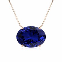 ANGARA Lab-Grown Oval Blue Sapphire Pendant in 14K Gold (14x10mm,6.75 Ct) - £1,335.57 GBP