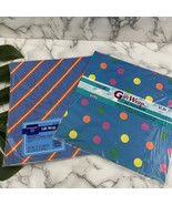 Vintage 90s Blue Polka Dot Striped Wrapping Paper Sheets Sealed Hallmark - $14.84