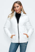 White Zip Up Puffer Jacket with Removable Hood - $39.00