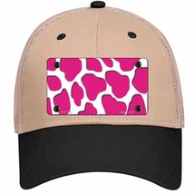 Pink White Giraffe Novelty Khaki Mesh License Plate Hat - £22.92 GBP