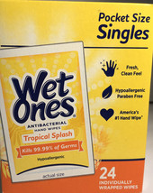 Wet Ones Wipes Tropical Splash Hand Wipe 1ea 24 Count Singles-SHIPS SAME BUS DAY - £5.36 GBP