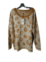 Andree by Unit Living Wild Curvy Sweater Womens Size 2X Cream Tan Leopar... - $28.70