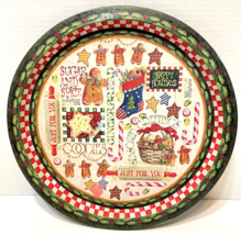 Vintage 2001 Paint Box Cottage Round Christmas Tin Serving Tray Platter ... - $18.54