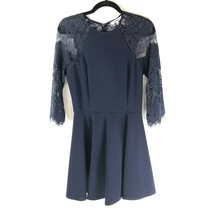 BB Dakota Mini Dress Lace Sheer Back A Line 3/4 Sleeve Navy Blue Size M - £15.14 GBP