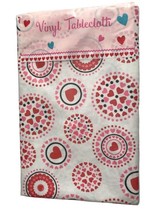 Tablecloth Flannel Backed Vinyl Valentines Day 52x90 Hearts Love XOX Pin... - $26.61