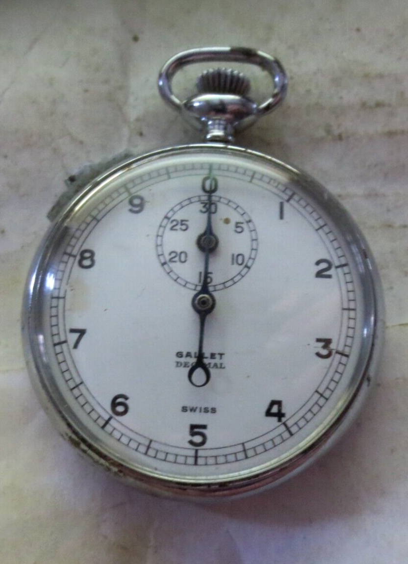 Vintage Gallet Decimal Stopwatch Swiss Made Works - $83.96
