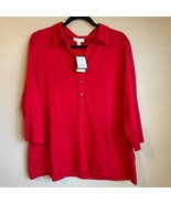 CHARTER CLUB Womens Size XXL Supima Cotton 3/4 Sleeve Polo Shirt Red - $12.99