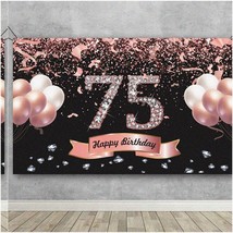 Rose Gold 75th Birthday Celebration Kit - Happy Birthday Backdrop, Banne... - $38.60