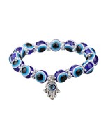 BLUE HAMSA EVIL EYE BEADED BRACELET - $6.82 CAD