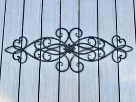 Rustic Farmhouse Wrought Iron Black Scroll  37&quot; x 13&quot; Hanging Sculpture ... - $74.95