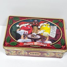 Vintage M &amp; M Cookies Santa Christmas Happy Holidays Tin collectible 8.5&quot; x 5.5&quot; - £15.86 GBP