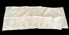 Vintage Handmade Embroidered Round Tablecloth 67.5" w/ 8 Napkins 16" Unused image 9