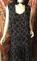 Vintage 1920s/1930s Black Silk Day Dress with Tiny White Bunches of Grapes Print - £131.60 GBP