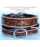 100% Cow Leather Western Tooled Amish Made in USA Puppy Canine Dog Colla... - $695.87 MXN