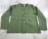 FLAX Shirt Womens Small Knit Green Linen Button Front Relaxed Fit USA Made - £37.08 GBP
