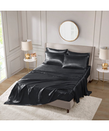 Satin Sheet Set Wrinle-Free Luxurious and Silky with Na - £54.24 GBP