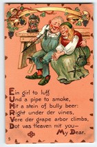 Valentines Day Postcard Tuck Series 114 Irish Man Women Shamrocks Vintag... - $15.68