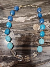 Vintage Glass Bead Necklace Avon Nr Clear &amp; Blue Beads - £9.37 GBP